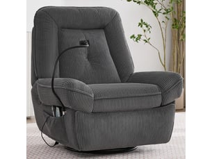 Fauteuil relax 92x91x104 cm – fauteuil 1 place pivotant 360° avec massage chauffage bascule usb – velours côtelé – gris foncé