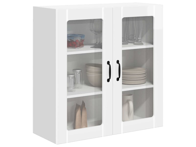  Meuble mural de cuisine, cabinet en verre mural blanc brillant 80x31x80cm shl3965  - Conforama A