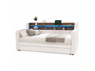 Lit banquette 90x190 cm OKMYHOME   coloris beige
