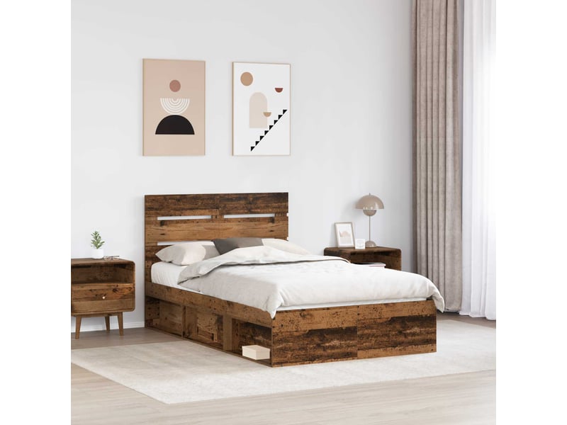 Lit double- lit adulte -  cadre de lit bois ancien 120 x 190 cm bois de pin massif  - Conforama B