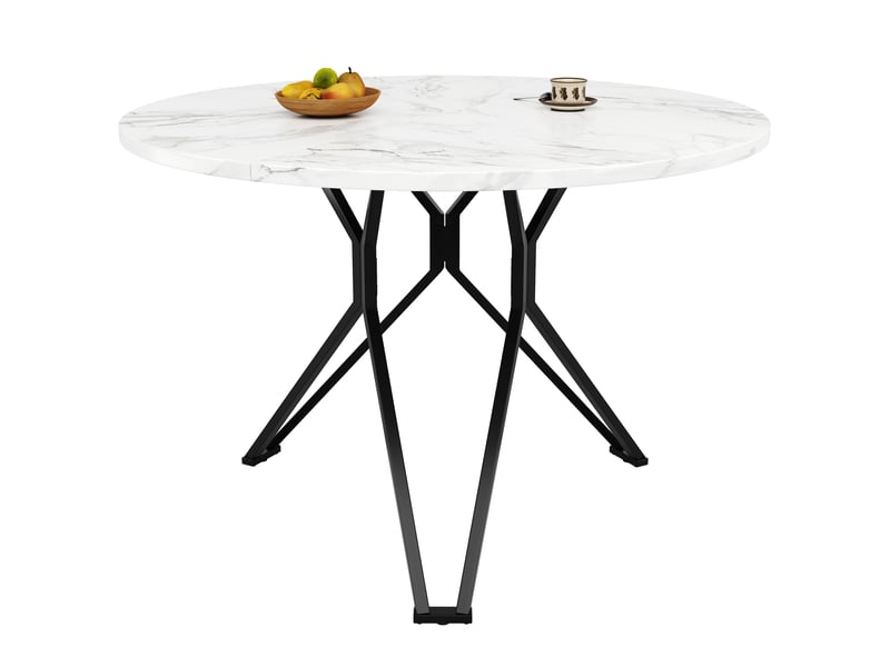  Table de séjour ronde fixe blanc - 100x100-100max.cm table blanc - Conforama A