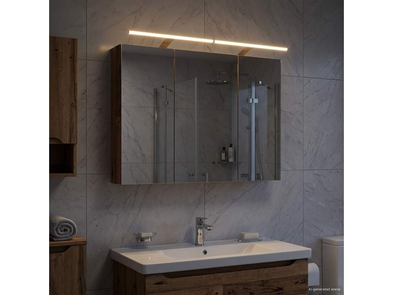Amoire de salle de bain, meuble de salle de bain avec miroir bois ancien shl8964 - Conforama D