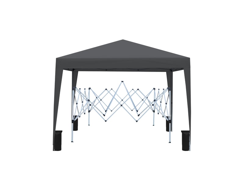  Pavillon pliant de jardin 3 x 3 m noir en acier, 4 parois latérales avec fenêtres et 4 sacs de lestage  - Conforama A