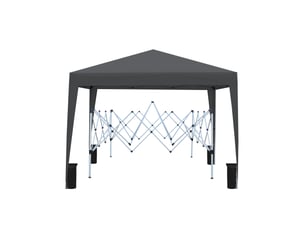 Pavillon pliant de jardin 3 x 3 m noir en acier, 4 parois latérales avec fenêtres et 4 sacs de lestage
