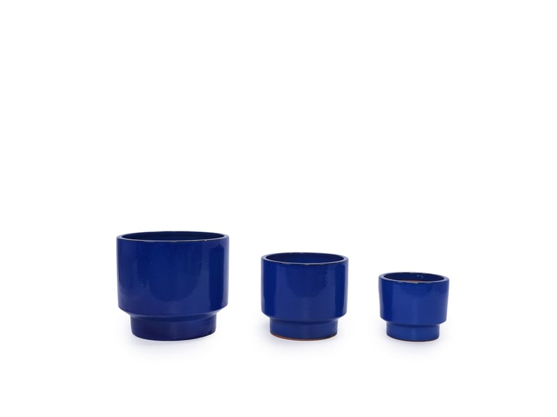 Lot de 3 pots en céramique ø 38,130,522,9 cm – bleu – drainage intégré, intérieurextérieur - Conforama D