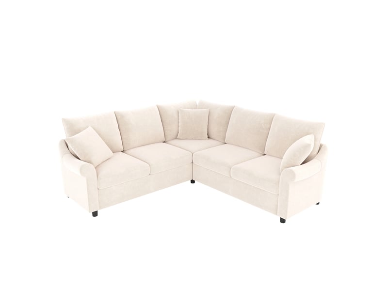  Canapé d'angle tcqpz 5 places 217 x 217 x 83 cm chenille beige  - Conforama A