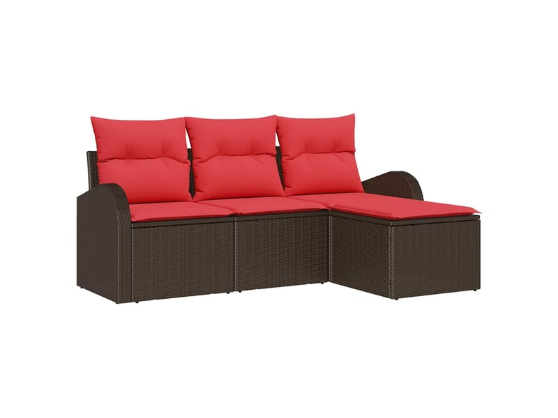  Ensemble de canapés 4 pc marron et rouge polyrotin cf22703  - Conforama A