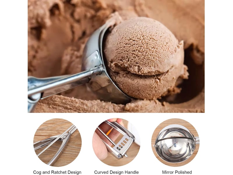  Cuillère à crème glacée avec gâchette facile – grande taille 6.3 cm gâchette pour purée de pommes de terre, mélange de cupcakes, pâte à biscuits  - Conforama C