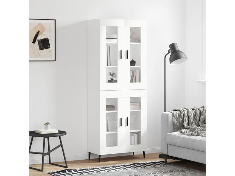  Buffet haut - bahut - meuble de rangement blanc 69,5x34x180 cm bois d'ingénierie  - Conforama B