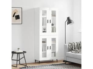 Buffet haut - bahut - meuble de rangement blanc 69,5x34x180 cm bois d'ingénierie