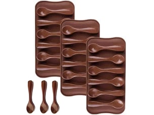 Lot de 3 moules à chocolat en silicone - cuillères - moule à chocolat - moule à savon - bricolage - gâteau - bonbons de pâques