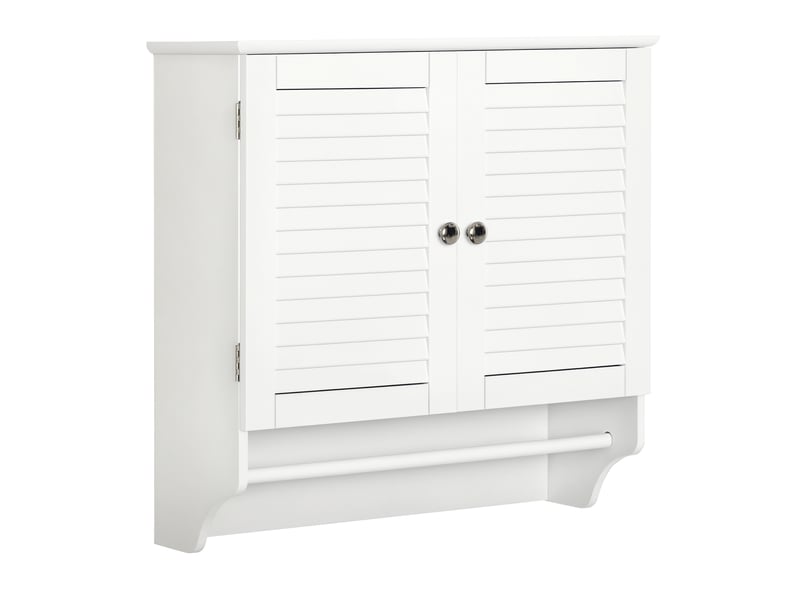  Meuble salle bain mural 2 portes enroulables, étagère intérieure porte-serviettes, 60×23×60cm, blanc, cuisine salle bain  - Conforama A