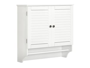 Meuble salle bain mural 2 portes enroulables, étagère intérieure porte-serviettes, 60×23×60cm, blanc, cuisine salle bain