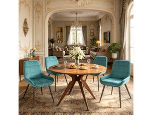 Chaises de salle à manger lot de 4 52.5×43×81.5cm dossier arrondi cadre acierlique turquoise