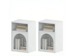 Lot de 2 chevets white design courbé moderne avec étagères ouvertes pour chambre