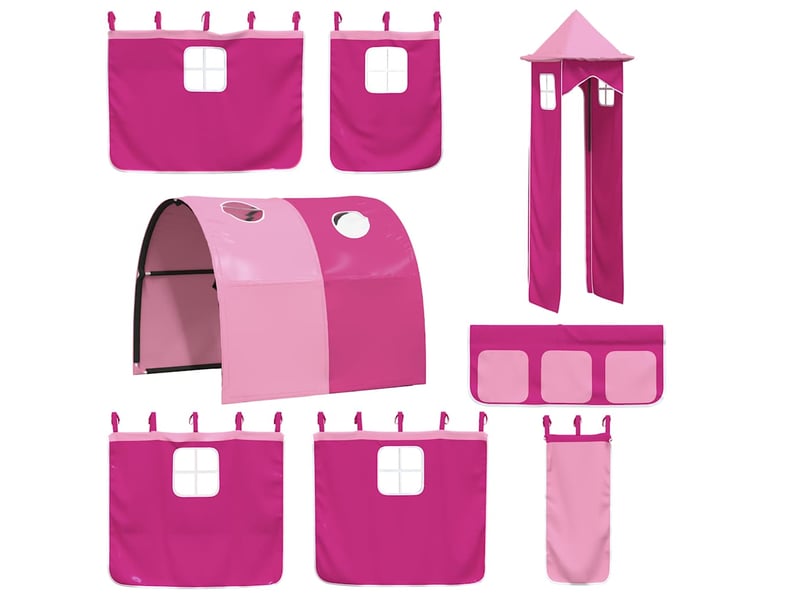  Rideaux pour lit mezzanine avec tunnel et tour rose cf44935  - Conforama C