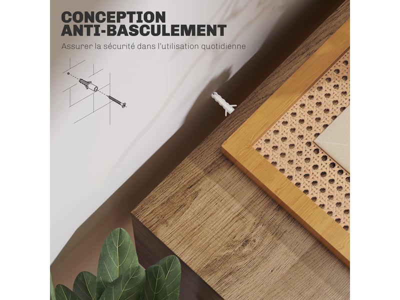  Table console avec 3 tiroirs, table d'entrée étroite avec pieds en épingle à cheveux en acier, marron, 90 x 30 x 75 cm  - Conforama W