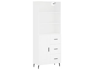 Buffet haut - bahut - meuble de rangement blanc 69,5x34x180 cm bois d'ingénierie