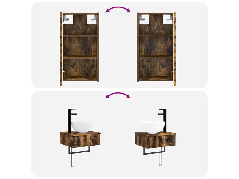  Ensemble de mobilier de salle de bain 3 pc chêne fumé cf64313  - Conforama E