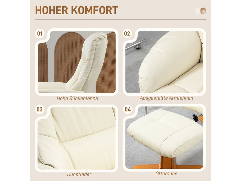 Chaise fauteuil relax tabouret assorti fonction inclinable fonction bascule dossier haut  - Conforama E