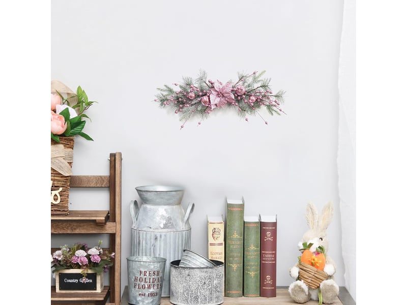  Guirlande de noël suspendue 70 cm en forme de goutte avec boules décoratives, couronne de porte intérieur extérieur  - Conforama D