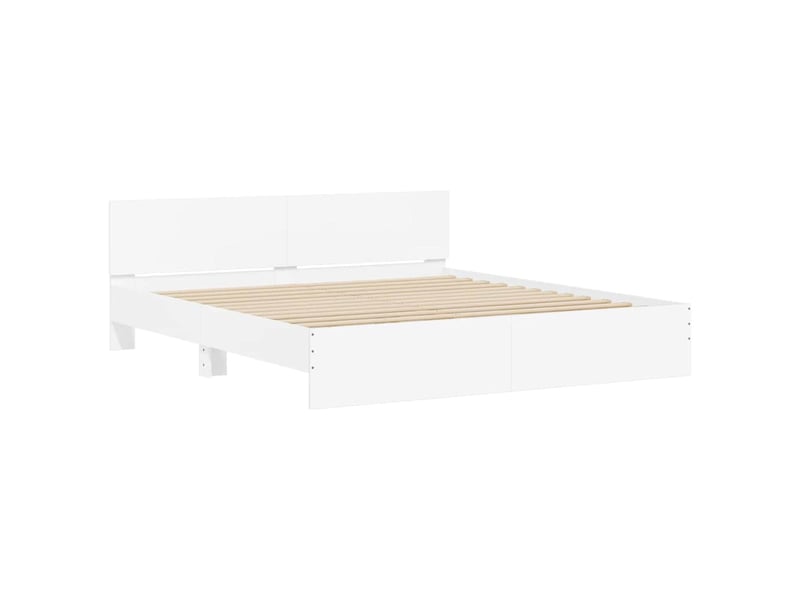  Lit double- lit adulte -  cadre de lit sans matelas blanc 200x200 cm  - Conforama C
