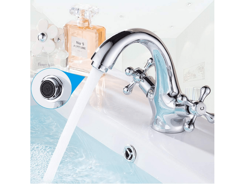 Robinet de lavabo vintage en laiton massif, double poignée, style vintage classique, eau chaude et froide, installation standard g12 PB502379 - Conforama C