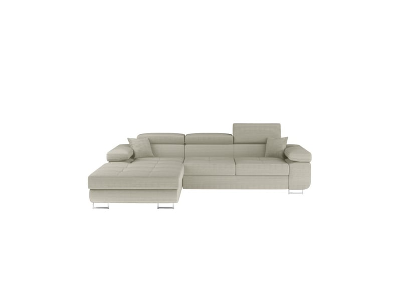  Canapé d'angle convertible amanda beige clair velours côtelé avec coffre gauche  - Conforama A