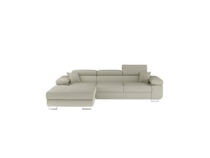 Canapé d'angle convertible amanda beige clair velours côtelé avec coffre gauche