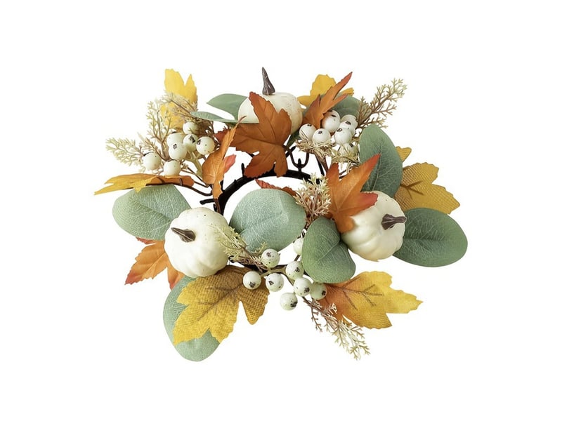 Couronne de bougie décorative feuilles d'érable – décoration automnale pour bougie pilier-style 5 - Conforama A