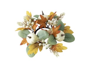 Couronne de bougie décorative feuilles d'érable – décoration automnale pour bougie pilier-style 5
