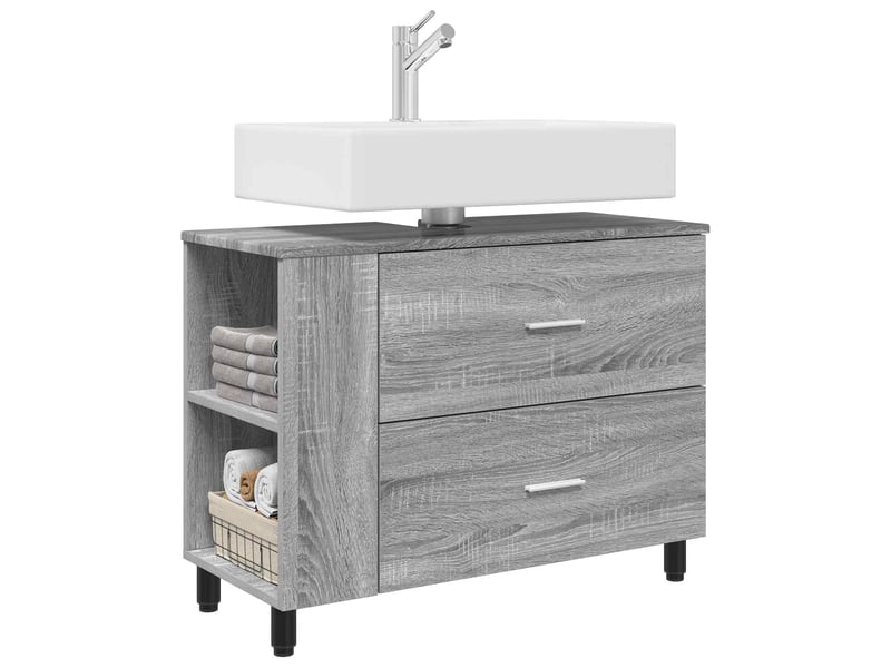  Unité de vanité de salle de bain, meuble de rangement sonoma gris 80x35x60 cm  - Conforama C