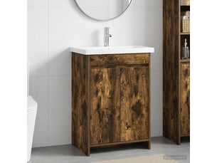 Ensemble de mobilier de salle de bain chêne fumé shl5747