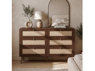 Commode 6 tiroir(s) VIVRYN coloris bois foncé largeur 120 cm