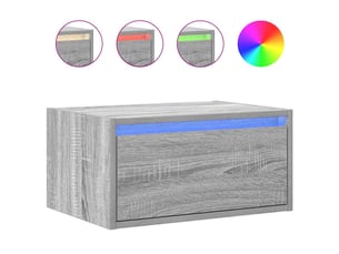 Table de chevet, table d'appoint murale avec lumières led sonoma gris shl53916