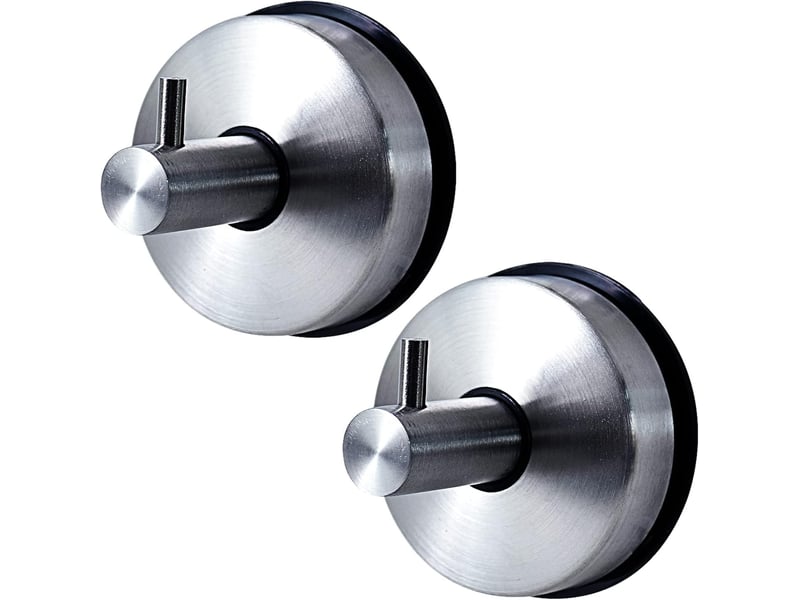  2 pièces crochet ventouse salle de bain mural acier inox porte serviette accroche torchon douche puissant cuisine patère manteau carrelage, gris  - Conforama A