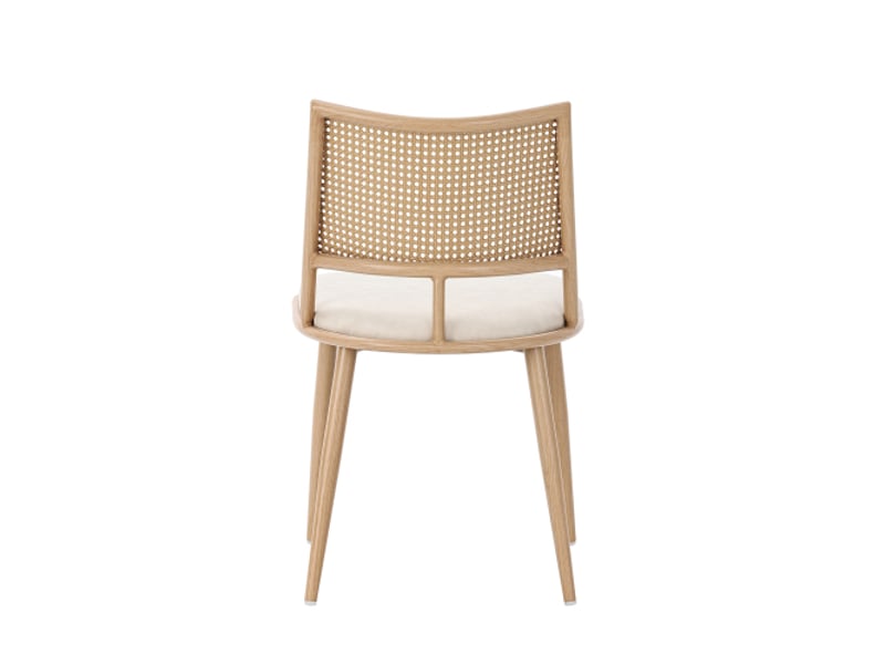 Lot de 6 chaises de salle à manger, chaise de cuisine, dossier en rotin, chaise de salon, pu, couleur bois - Conforama C