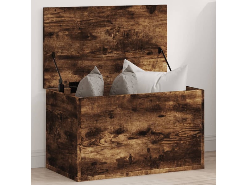  Boîte de rangement, coffre de rangement chêne fumé 60x35x35 cm bois d'ingénierie  - Conforama B