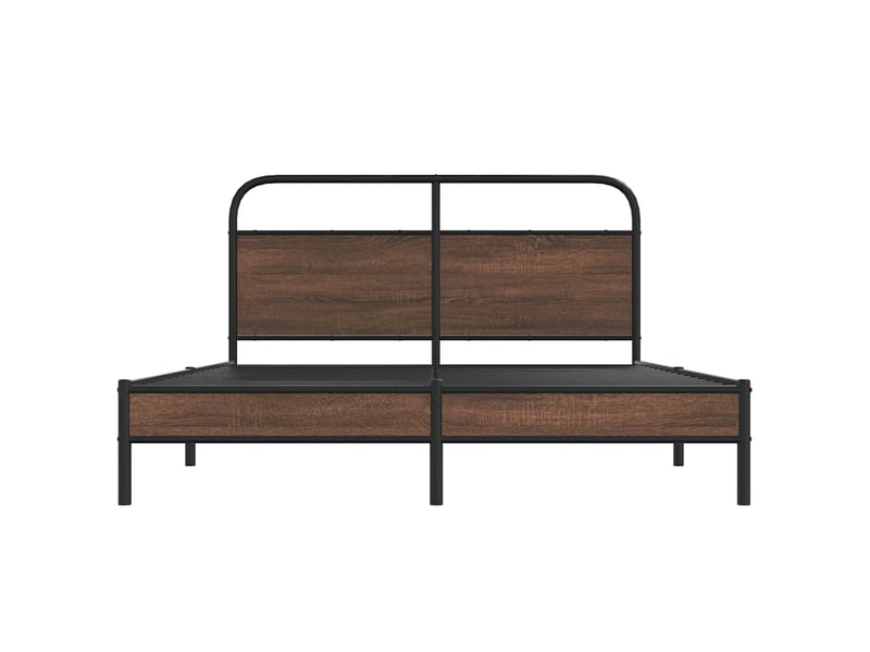 Lit double- lit adulte -  cadre de lit sans matelas 150x200 cm chêne marron  - Conforama D