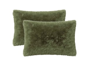 Lot de 2 coussins avec oreiller, coussins décoratifs heerlen vert fleece pv cf50636