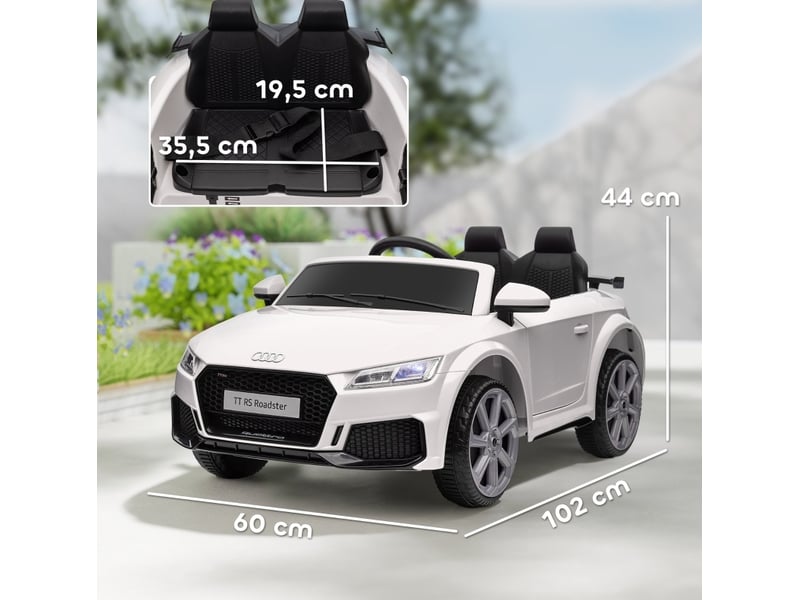  Voiture électrique enfant audi tt rs roadster 102x60x44 cm 3 kmh avec télécommande led usb blanche  - Conforama D