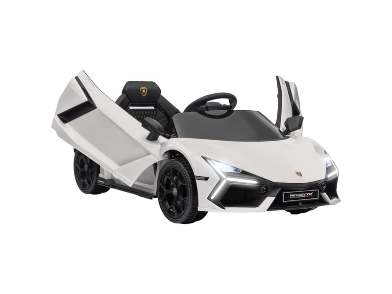  Voiture électrique pour enfants avec lumières led, klaxon et télécommande, en plastique et acier, 105 x 60 x 40 cm, blanche  - Conforama A
