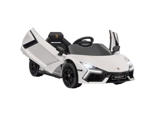 Voiture électrique pour enfants avec lumières led, klaxon et télécommande, en plastique et acier, 105 x 60 x 40 cm, blanche