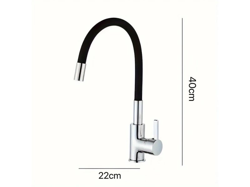  Robinet de cuisine mitigeur flexible 360° – chrome et noir  - Conforama B