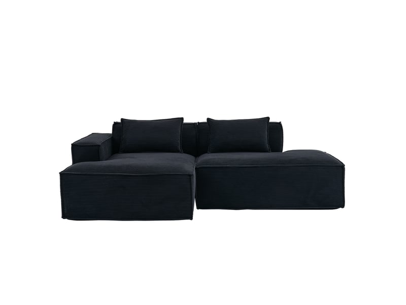  Canapé 235.0x129.0x70.0 cm compact, coussin élastique, polyester noir  - Conforama A