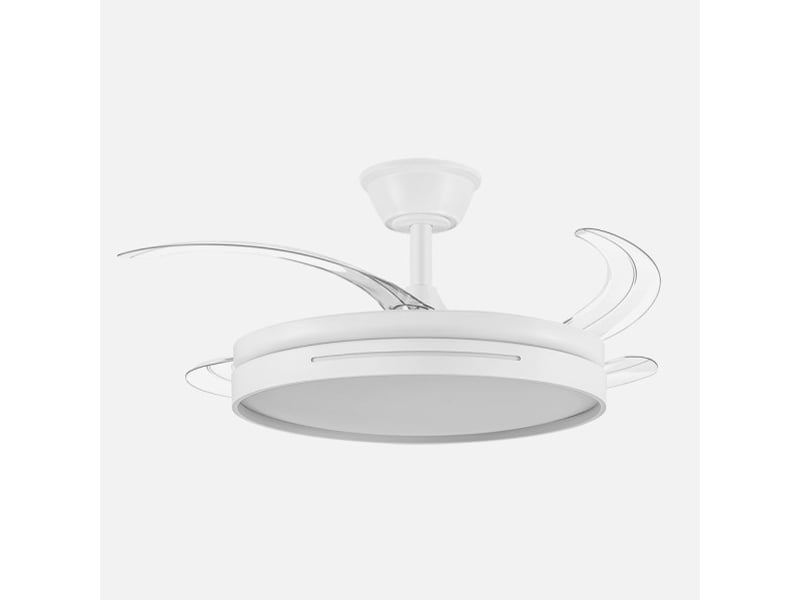  Fabrilamp micenas plafonnier ventilateur led 59 w, 6980 lm, moteur dc, 4 pales rétractables, ø 106 cm, blanc 186091401 - Conforama A