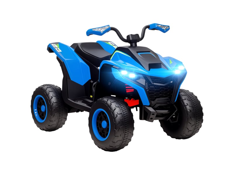  Quad électrique pour enfants, 3-6 kmh, phares led, musique, port usb, pour les 3-8 ans, bleu  - Conforama A