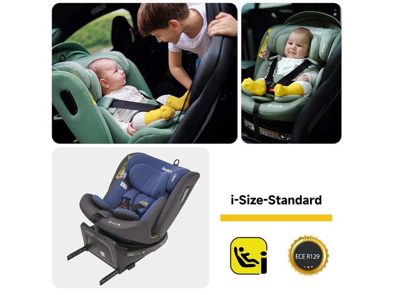 Siège auto bébé jovikids i-size r129 isofix bleu, pivotant 360°, 40-150 cm - Conforama B