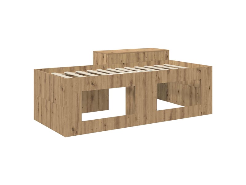  Lit haut pour enfants - lit jeune avec bureau chêne artisanal 80 x 200 cm  - Conforama E