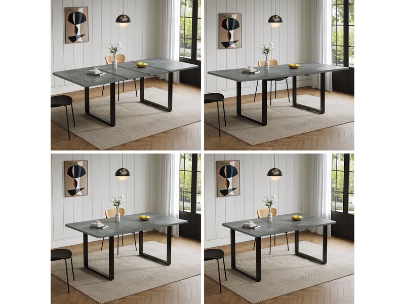  Table à manger extensible 140180 ou 220 × 80 cm, gris IKSETERA TRADING LTD - Conforama B
